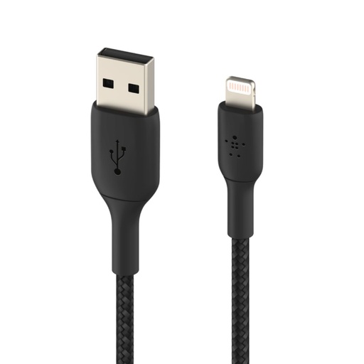 [BL-CBL-BRD-LTG-BLK-1M] Belkin Premium Braided Cable USB A-Lightning 1M (Black)