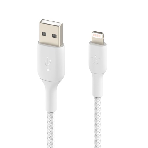 [BL-CBL-BRD-LTG-WHT-1M] Belkin Premium Braided Cable USB A-Lightning 1M (White)