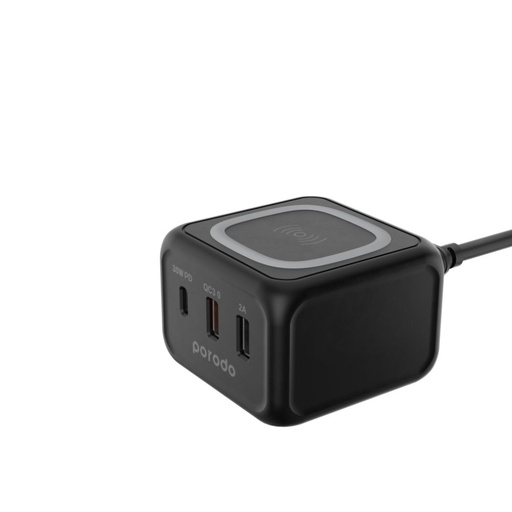 [PD-FWCH005-BK] Porodo Desktop Charger With Fast-Wireless Charging