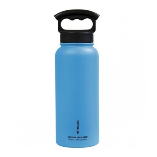 [V34001BL0] Fifty Fifty Vacuum Insulated Bottle 3 Finger Lid 1L (Crater Blue)