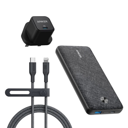 [PUYRAMDAN-5] Anker Power up set (20W Cube Charger, Essential 20000 PD 20W, 0.9m Bio-Nylon Cable)