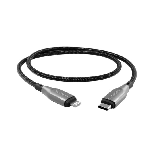 [CY4667PCCCL] Cygnett Armoured Lightning To USB-C 1M (Black)