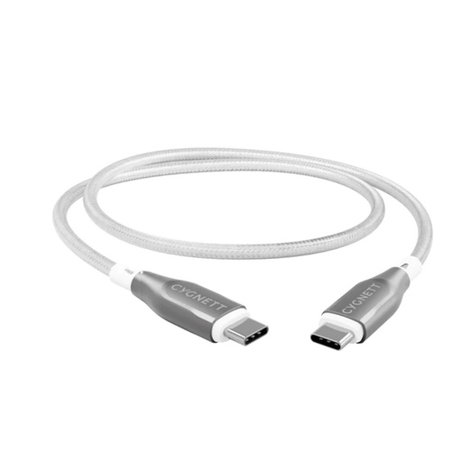 [CY4675PCTYC] Cygnett Armoured USB-C To USB-C (USB 2.0) 1M (White)