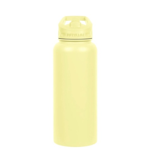 [V34000039] Fifty Fifty Vacuum Insulated Bottle 3 Finger Lid 1L (Lemon Drop)
