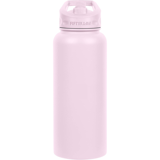 [V34000042] Fifty Fifty Vacuum Insulated Bottle Wide Mouth Straw Cap 1L (Cherry Blossom)