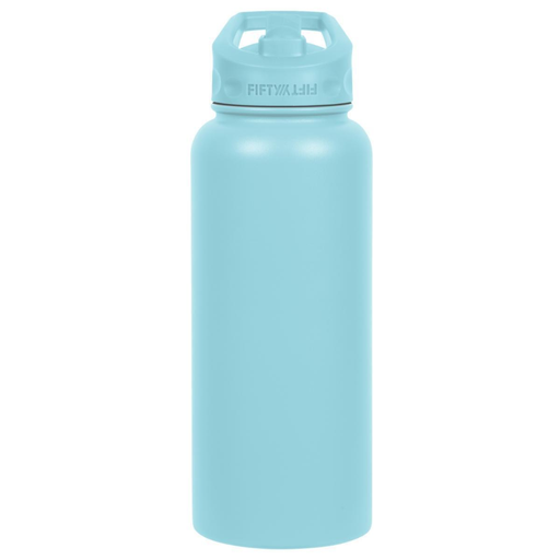 [V34000043] Fifty Fifty Vacuum Insulated Bottle Wide Mouth Straw Cap 1L (Aquamarine)
