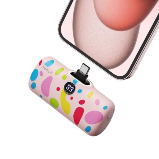 [DBL5000PC-013B] iWalk Linkme Pro Fast Charge Pocket Battery USB-C 4800 mAh (Pink Pattern)