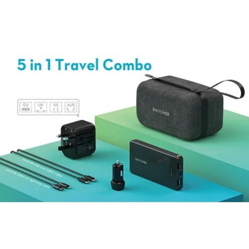 [RP-PB1231] RAVPower 5 in 1 Premium Power Bank Combo (Black)