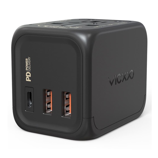 [Teran_Universal_TU2] Vicxxo 30W 3-Port Universal Travel Adapter (Black)