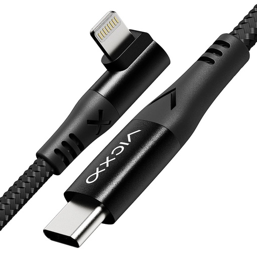 [Kaeiz_K5_C to Lightning_(200cm)] فيكسو كابل نايلون مضفر - يو إس بي سي إلى لايتننغ - طول 2 متر (أسود)