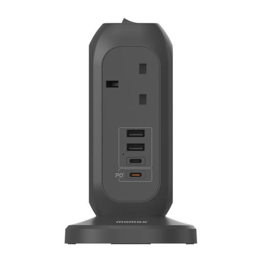 [US18UKE] Momax ONEPLUG 7-Outlet Power Strip With USB (Space Grey)