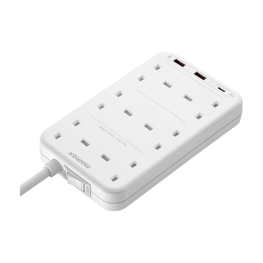 [US12UKW] Momax ONEPLUG 
6-Outlet Cube Extension Socket With USB