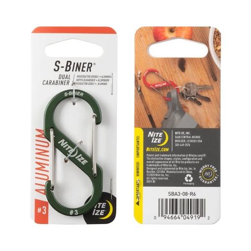 [SBA3-08-R6] NiteIze Dual Carabiner Size #3 (Olive)