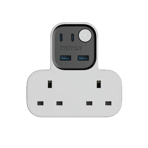 [US17UKW] Momax 1-Charge Work Flow T-shaped Extention 2 Socket with USB (White)