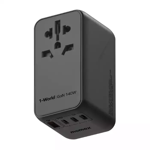 [UA16GSD] Momax 1-World140W 4-Port Travel Adaptor (Black)