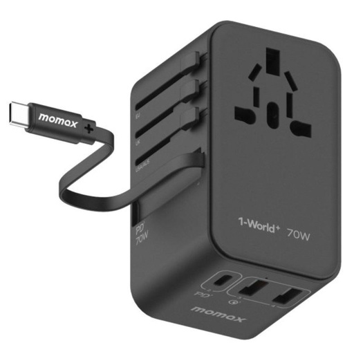 [UA22D] Momax 1-World2 70W 5-Port USB-C AC Travel Adaptor (Black)