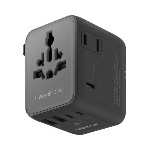 [UA27D] Momax 1-World2 35W 5-Port Dual AC Travel Adaptor (Black)
