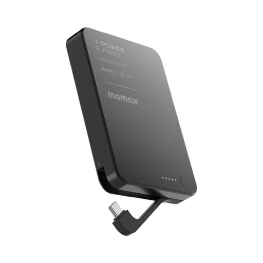 [IP158D] Momax 1-Power F.Pass+ 10000mAh Battery Pack with Built-in Cable and Magnetic attachment (Black)