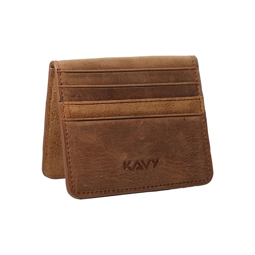 [KAVY-BFOLD-VCB] Kavy Slim Wallet Front Pocket Leather (Vintage Camel Brown ) 