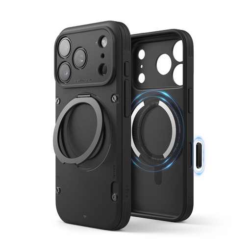 [ES17MSAMST63PRO-BK] Elago Magnetic Armor Ring Stand Case iPhone 17 Pro (Black)