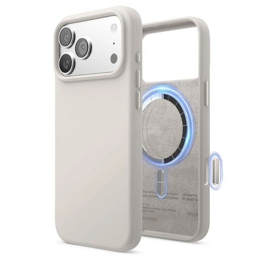 [ES17MSSC69PRO-ST] Elago Magnetic Silicone Case for iPhone 17 Pro Max/18 Pro Max (Stone)