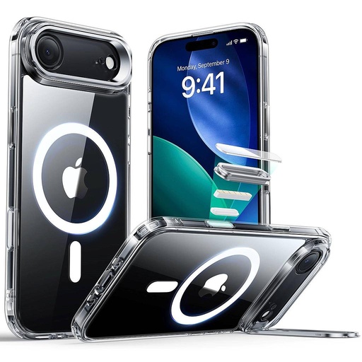 [1A866001] ESR HaloLock Classic Hybrid Case with Stash Stand for iPhone 17 Air (Clear)