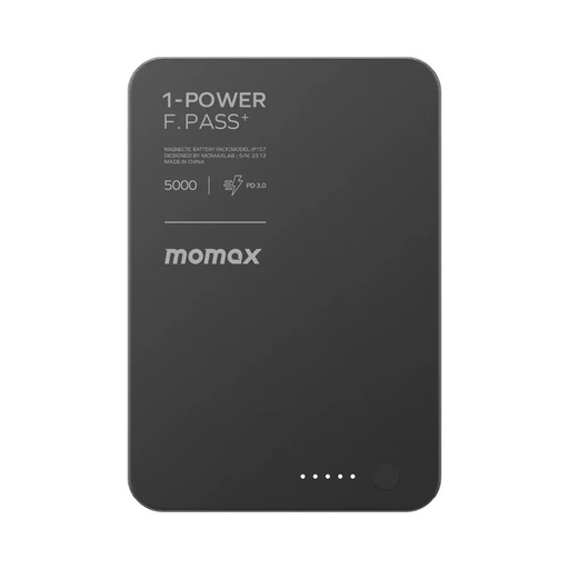 [IP157D] Momax 1-Power F.Pass+ 5000mAh Battery Pack with Built-in Cable and Magnetic attachment (Black)