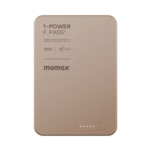 [IP157L2] Momax 1-Power F.Pass+ 5000mAh Battery Pack with Built-in Cable and Magnetic attachment (Desert Titanium))