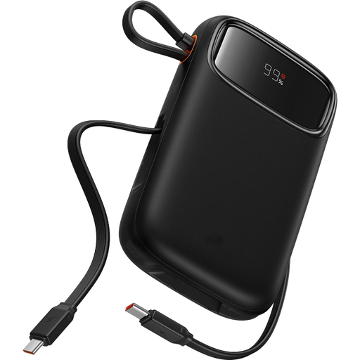 [P10082105123-00] Baseus EnerFill FC31 Qpow3 Digital Display Power Bank with 2 Built-in USB-C Cables 20000mAh 45W (Cosmic Black)