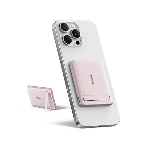 [P1007680B453-00] Baseus PicoGo AM31 Qi2 Ultra-Mini Magnetic Power Bank with Kickstand 5000mAh 20W (Nebula Pink)