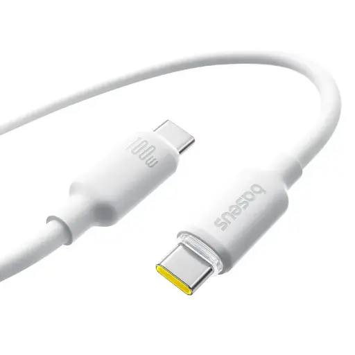 [E0426705] Baseus Foamed Silicone Fast Charging Data Cable USB-C to USB-C 100W 2m (Moon White)