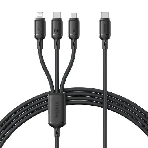 [P10377706123-00] Baseus Silky One-for-Three Fast Charging Cable USB-C to M+L+C 100W 1.5m (Cosmic Black)