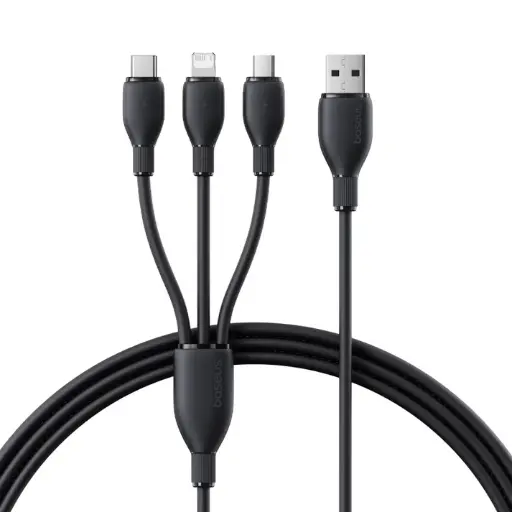 [P10376303121-00] Baseus Ultra-Fast One-for-Three Fast Charging Cable USB-A to M+L+C 1.3m (Cosmic Black)