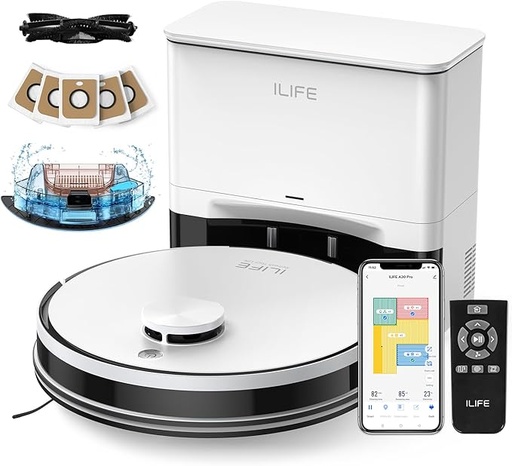 [ILIFE-A30-Pro] ILIFE A30 Pro Robot Vacuum and Mop with Self-Emptying Station (White)
