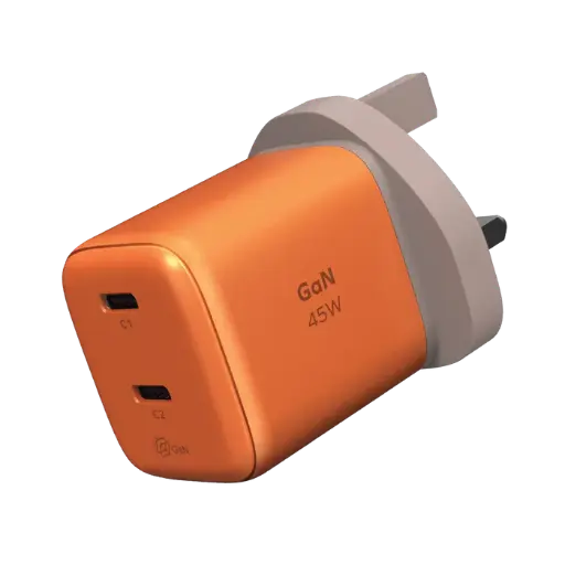[UM81UKM] Momax 1-CHARGE 45W 2-Port GaN Charger (Orange)