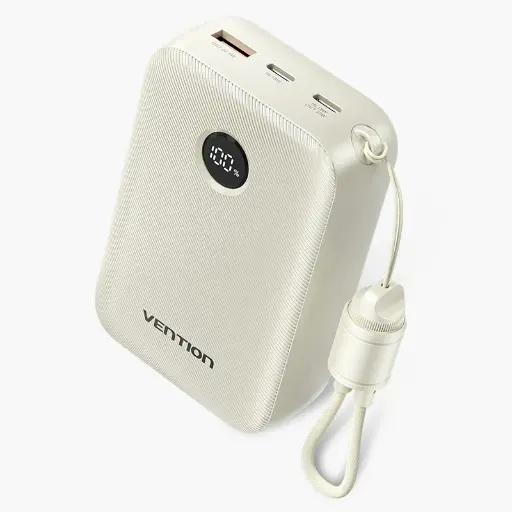[FKBN0-C] Vention Power Bank 20000mAh with Built-in USB-C-C Cable (Beige)