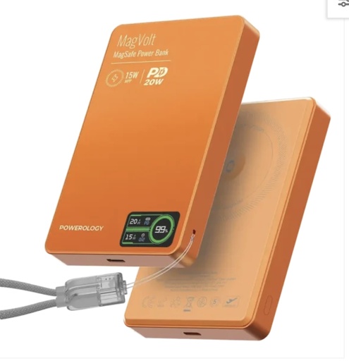 [PPBCHA75OG]  Powerology MagVolt Magnetic Power Bank 10000mAh (Orange)