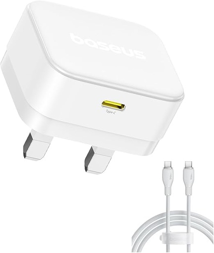 [P1011160E213-Z2] Baseus Palm Fast Charger 1C 30W - Moon White (with Baseus Cable USB-C to USB-C 60W)