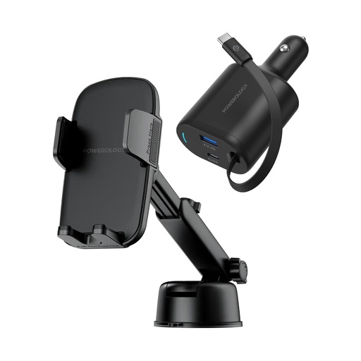 [PWRLX08BK+PCCSR018] RFD Powerology Raven Auto-Clamping Car Phone Mount and Type-C Retractable Car Charger