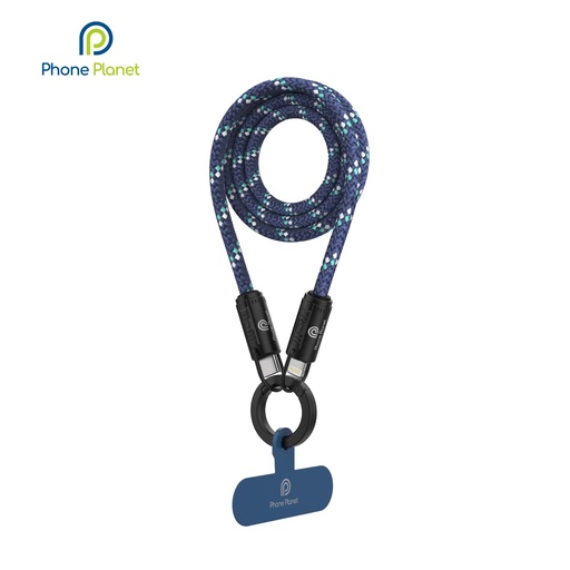 [PP-CC-019-120-BE] كيبيل شحن وحماله هاتف 2 في 1 تايب سي الى تايب سي 60 واط ازرق 