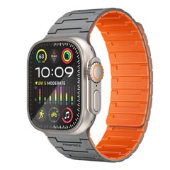 [MagBand-MS.Grey] Promate Magnetic Silicone Strap with Metal Loop  For Apple Watch 44/49mm (Grey)