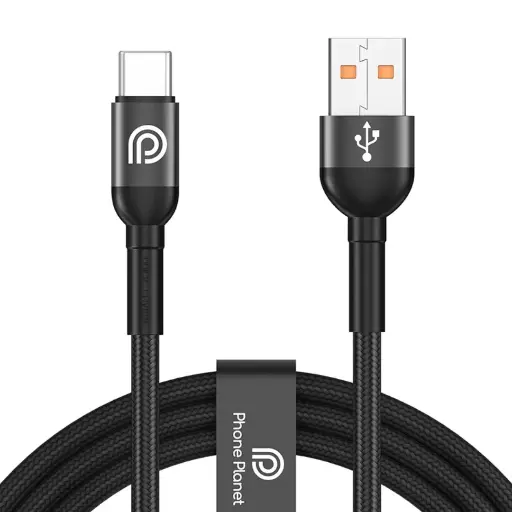 [PJ-AC-001-200-GY] Phone Planet Braided USB-A To Type-C Charging Cable 18W (2M) (Black)