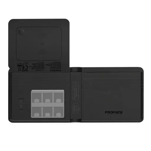 [ProWallet.Black] Promate  Slim Leather Wallet with RFID & Smart Tracking  (Black)
