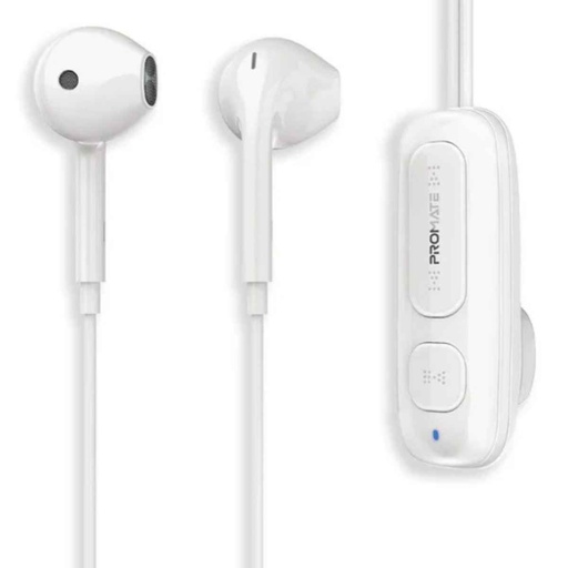 [Latch.White] Promate Earphones Dynamic  Clip-On High Fidelity Wireless (White)