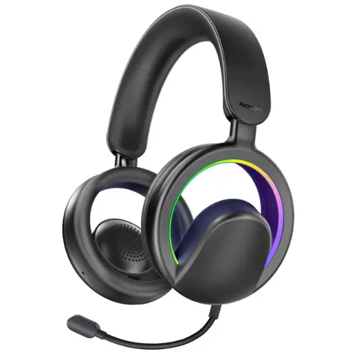 [Novon.Black] Promate High-Fidelity Open Ear Wireless Over-Ear Headphones with Detachable Mic (Black)