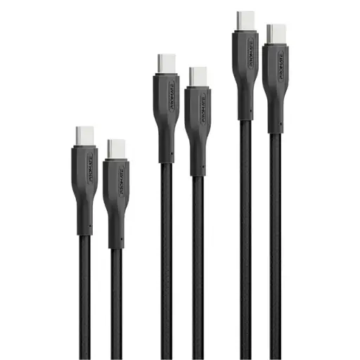 [CableKit-CC] Promate Cable Kit 60W PD 3Pcs High Tensile Strength USB-C (Black)