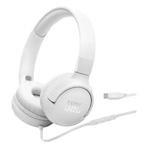[JBLT520CWHT] JBL Tune 520C USB-C Wired On-Ear Headphones (White)