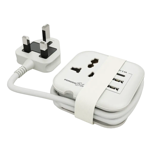[PBOT201WH] Porodo Blue Volga Multi-Port Universal AC Socket (White)