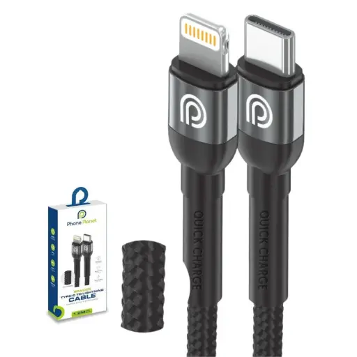 [PJ-CL-001-200-GY] Phone Planet Braided Type-C To Lightning Charge & Data Sync 2M (Gray)