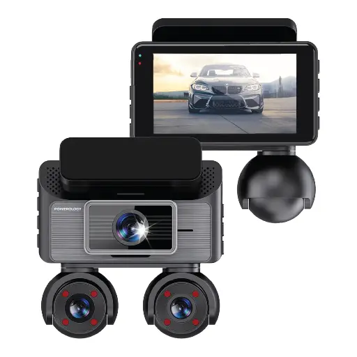 [PWCAM108BK] Powerology Sentra Dash Camera with 3 Lenses and Rear Camera (Black)